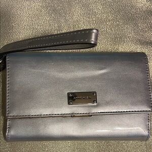 Anne Klein Metallic Silver Wristlet Clutch